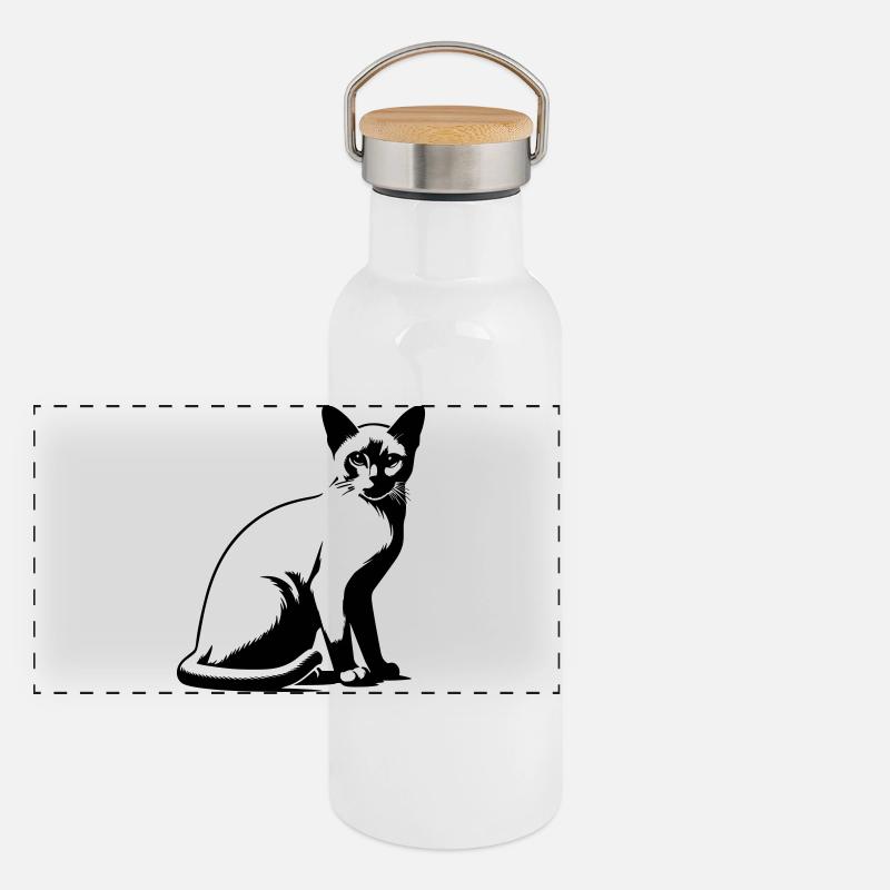 Chat birman Gourde isotherme avec bouchon en bambou