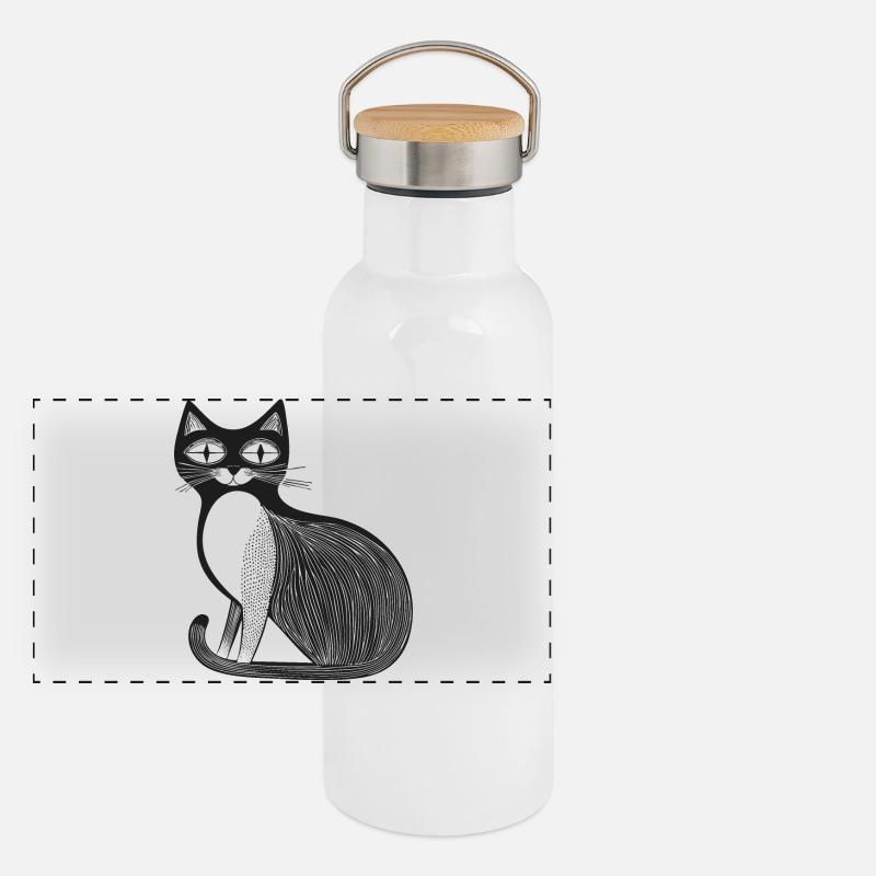 Chat Gourde isotherme avec bouchon en bambou