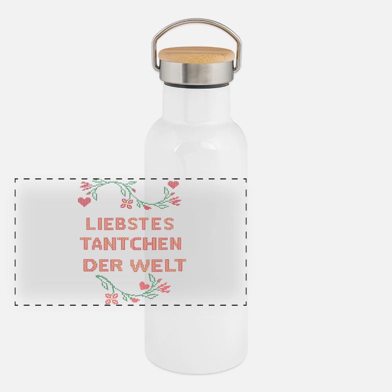 liebstes Tantchen der Welt Panorama Thermosflasche mit Bambusdeckel