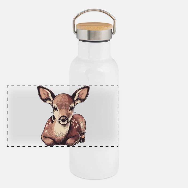Reh Panorama Thermosflasche mit Bambusdeckel