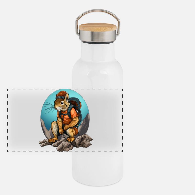 Eichhörnchen Bergsteiger / Wandern Eichhörnchen Panorama Thermosflasche mit Bambusdeckel