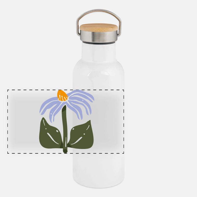 Fleur sauvage stylisée Gourde isotherme avec bouchon en bambou