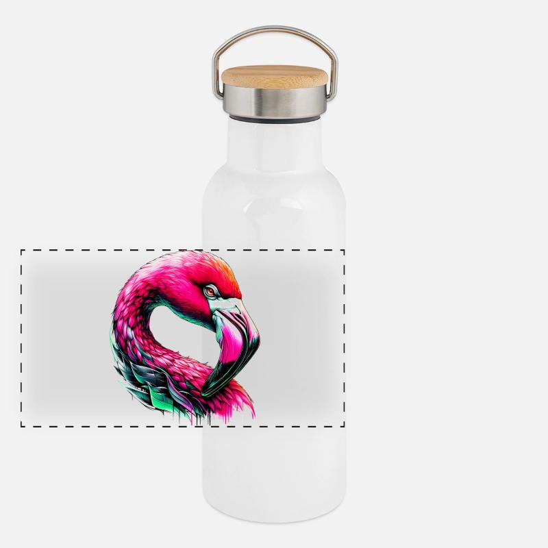 Flamant Gourde isotherme avec bouchon en bambou