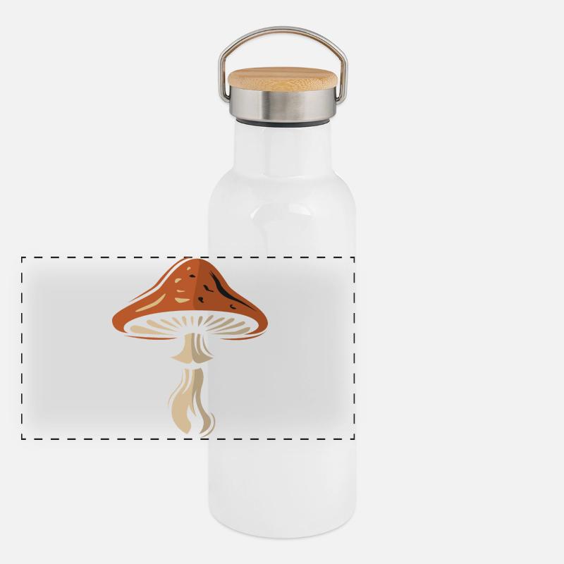Toadstool Symbol - Nature and Mushrooms Panoramic Thermal Bottle with Bamboo Lid
