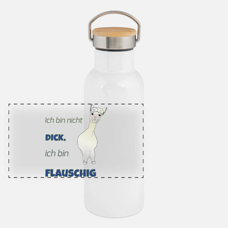 Ich bin nicht dick, ich bin flauschig! Panorama Thermosflasche mit Bambusdeckel