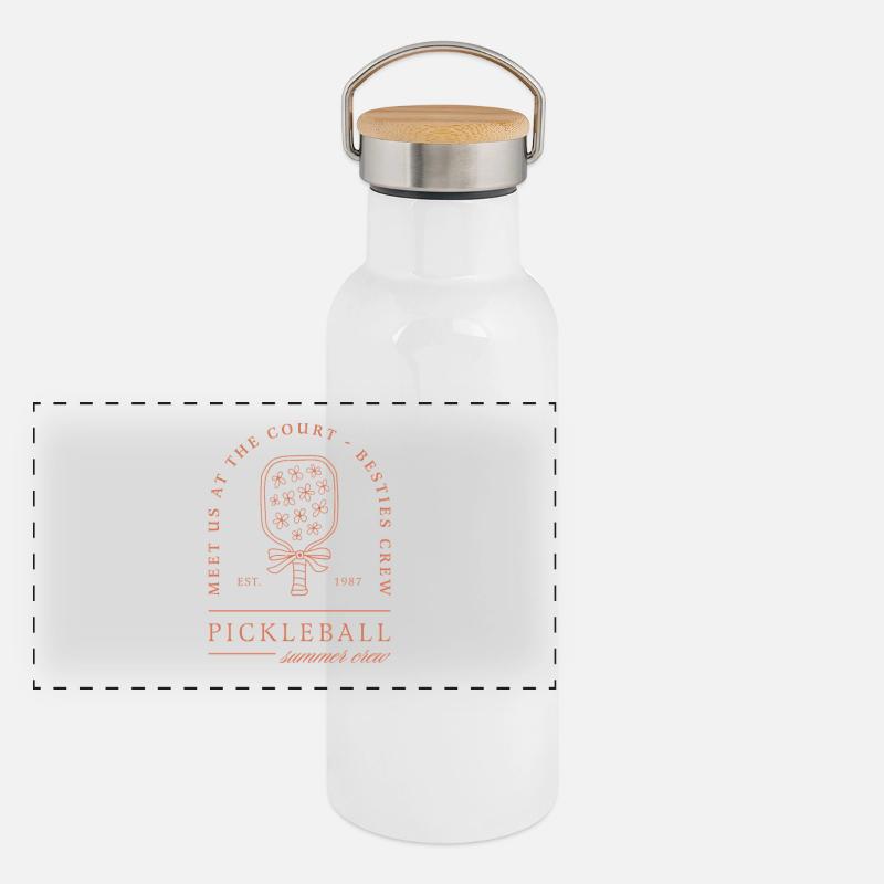 Pickleball Sommer Freunde Mädchen Crew Blumen Ästhetik Panorama Thermosflasche mit Bambusdeckel