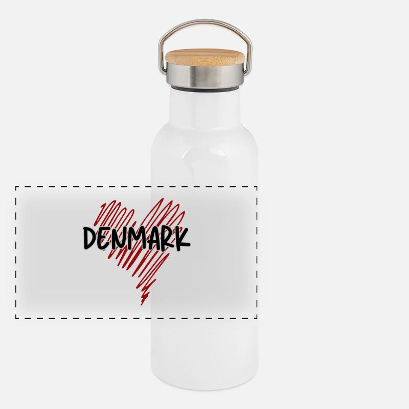 Fierté danoise, cœur Danemark Gourde isotherme avec bouchon en bambou