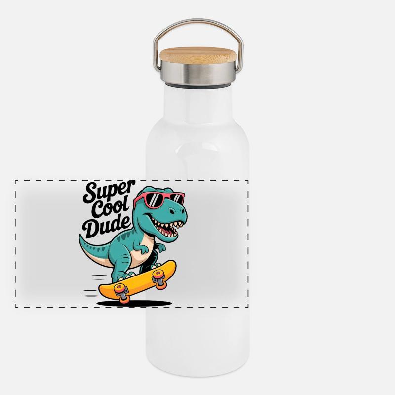 Planche à roulettes super cool dinosaure Gourde isotherme avec bouchon en bambou