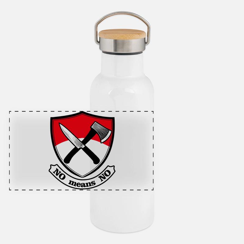 Shield with axe and knife Panoramic Thermal Bottle with Bamboo Lid