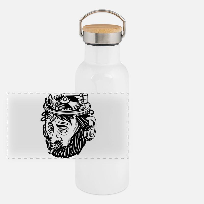 Buntes geometrisches abstraktes Design Panorama Thermosflasche mit Bambusdeckel