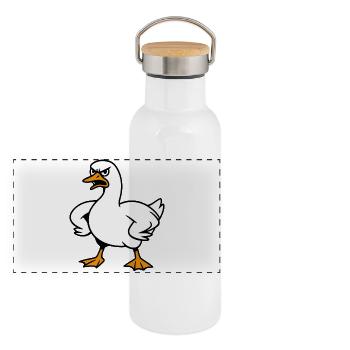 Wütende Gans - Panorama Thermosflasche mit Bambusdeckel - Weiß - Vorne