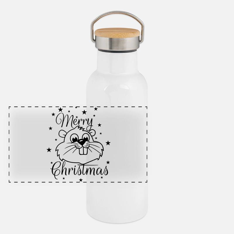 Eichhörnchen – Merry Christmas Panorama Thermosflasche mit Bambusdeckel