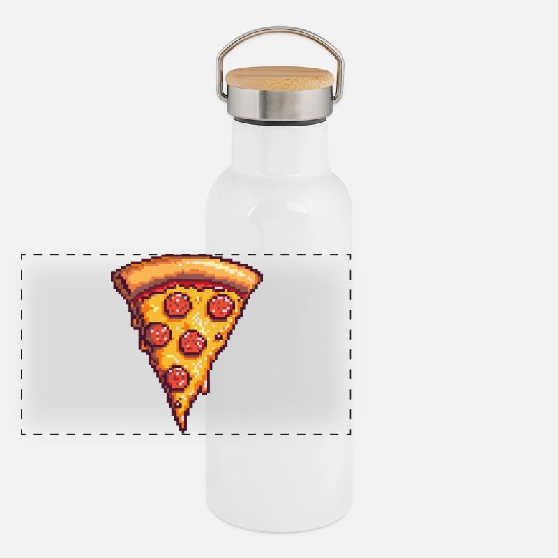 Pixel Pizza Slice Panoramic Thermal Bottle with Bamboo Lid