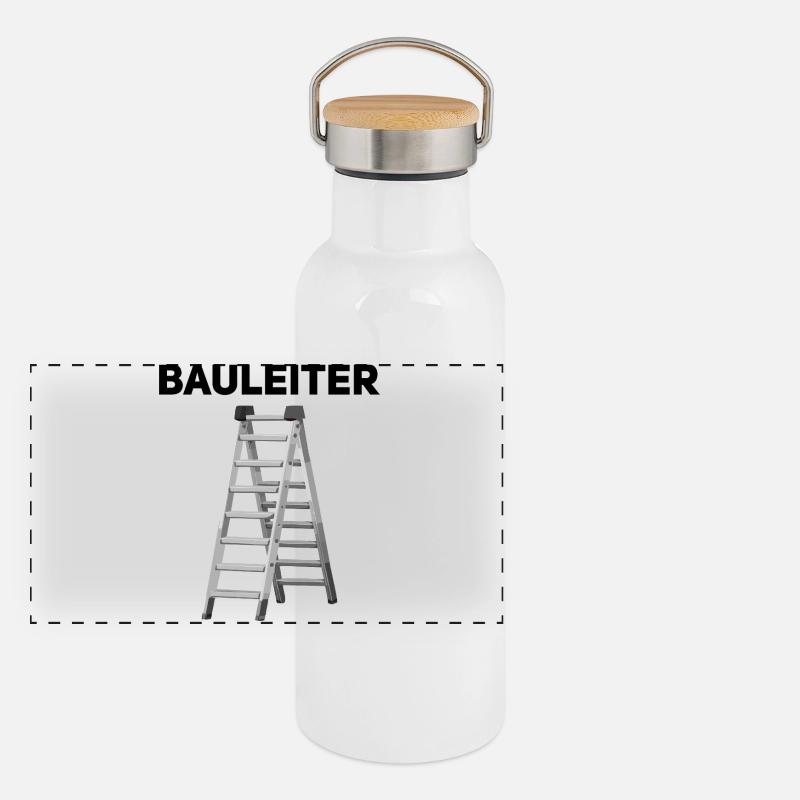 Bauleiter – Lustiger Handwerker Spruch Panorama Thermosflasche mit Bambusdeckel