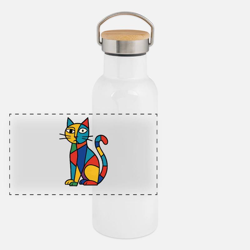 Variété de couleur de chat cubiste Gourde isotherme avec bouchon en bambou