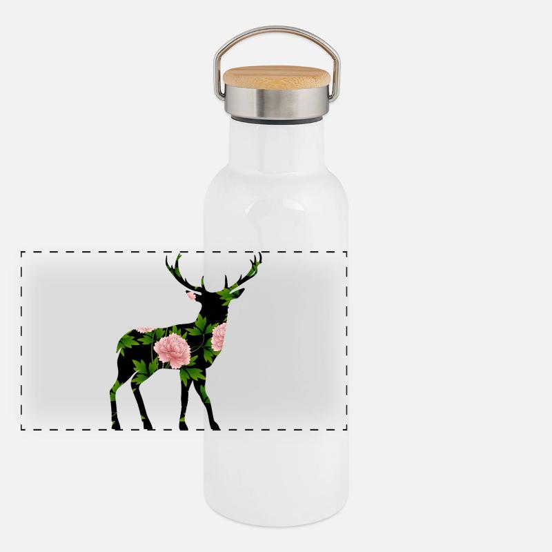 Hirsch Panorama Thermosflasche mit Bambusdeckel