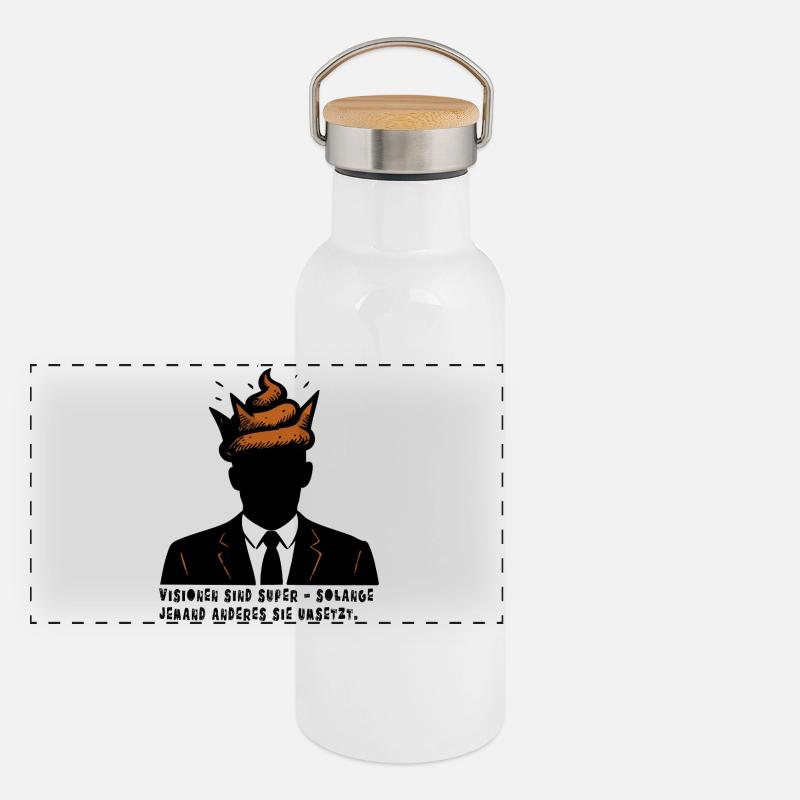 Visionen sind super! Panorama Thermosflasche mit Bambusdeckel