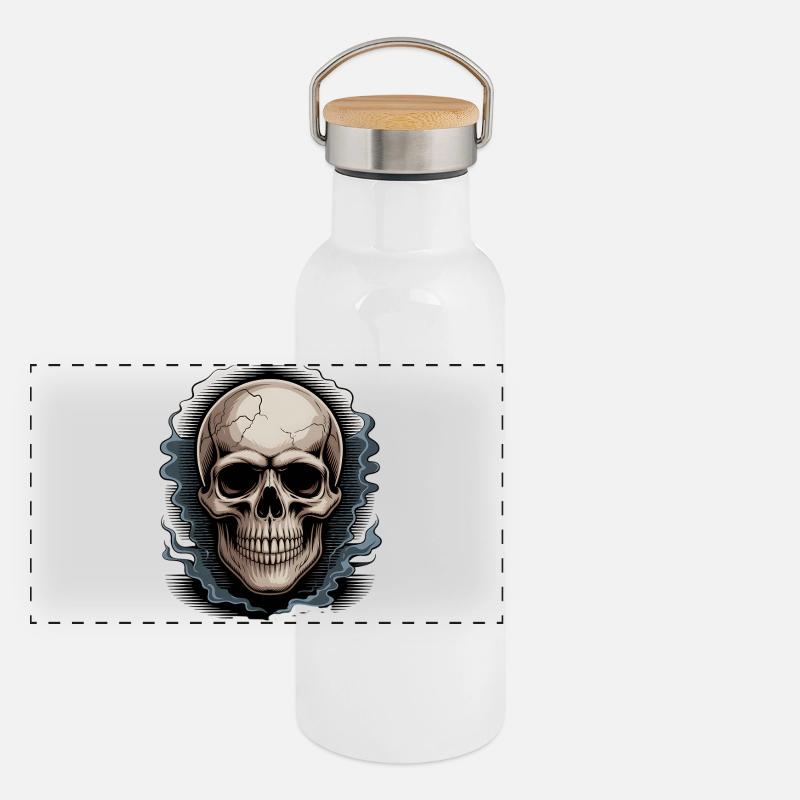 Skull in Smoke Aura Panoramic Thermal Bottle with Bamboo Lid