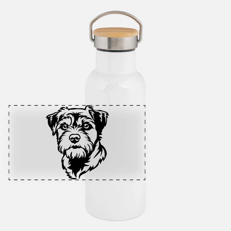 Border Terrier Head Panoramic Thermal Bottle with Bamboo Lid