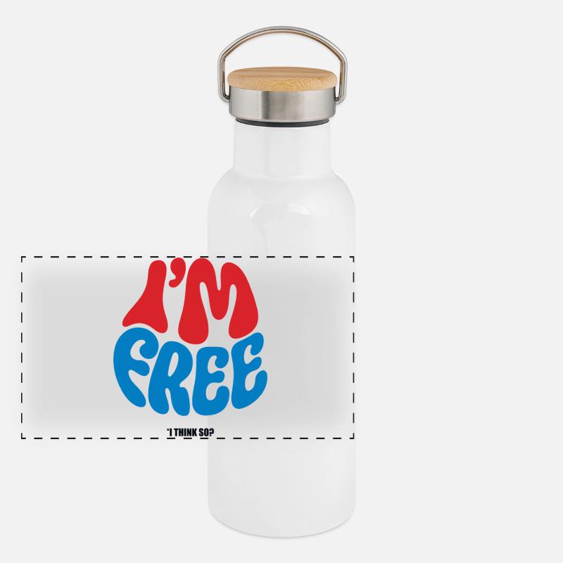 ICH BIN FREI #1 – lass uns reden. Panorama Thermosflasche mit Bambusdeckel