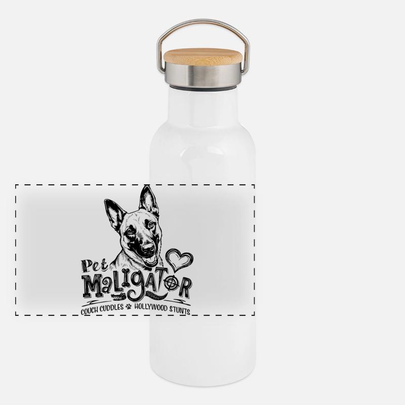 Malinois belge - Maligator de compagnie Gourde isotherme avec bouchon en bambou