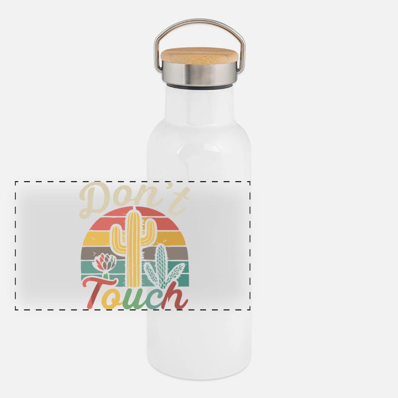 Fass Retro Cactus nicht an Panorama Thermosflasche mit Bambusdeckel