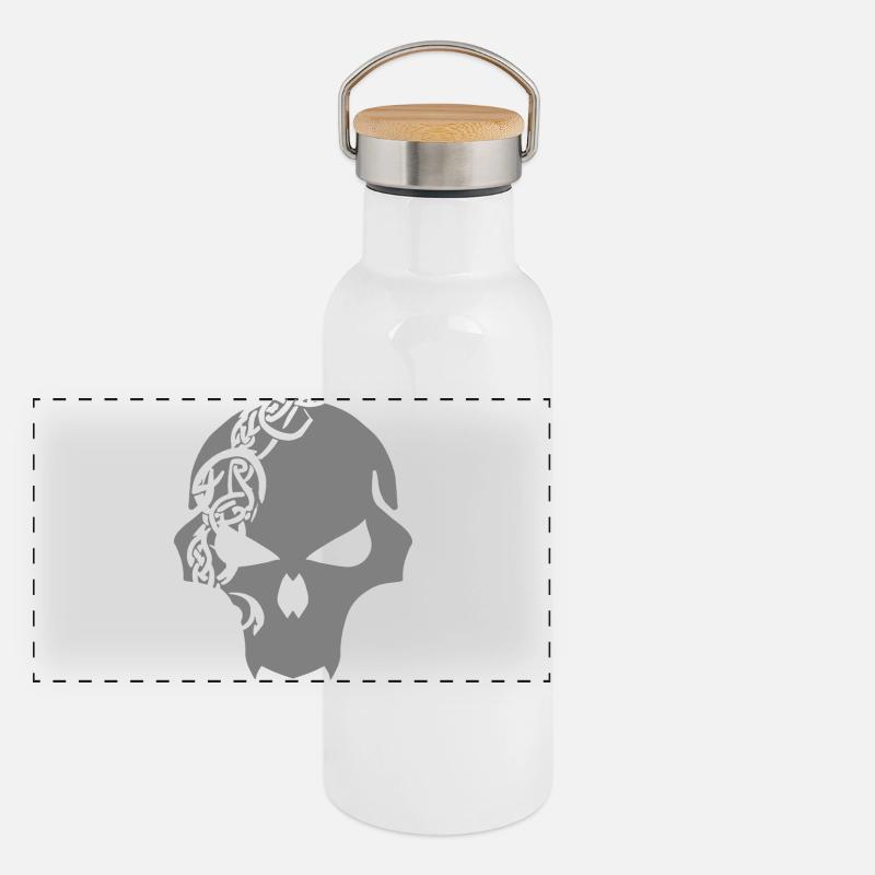 Gothic Skull with Celtic Tribal Panoramic Thermal Bottle with Bamboo Lid