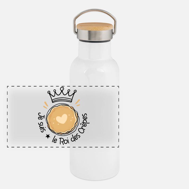 Ich bin der König der Pfannkuchen, bester Koch! Panorama Thermosflasche mit Bambusdeckel
