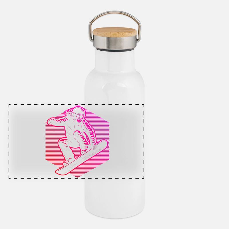 Snowboard perfect for every snowboard - Panoramic Thermal Bottle with Bamboo Lid - white