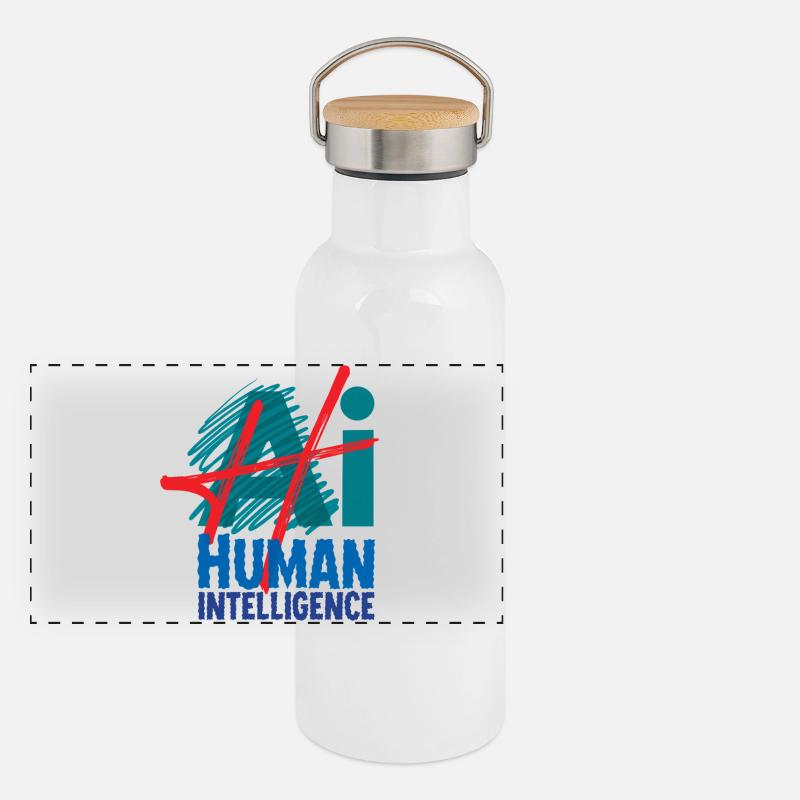 MENSCHLICHE INTELLIGENZ #1 – lass uns reden. Panorama Thermosflasche mit Bambusdeckel