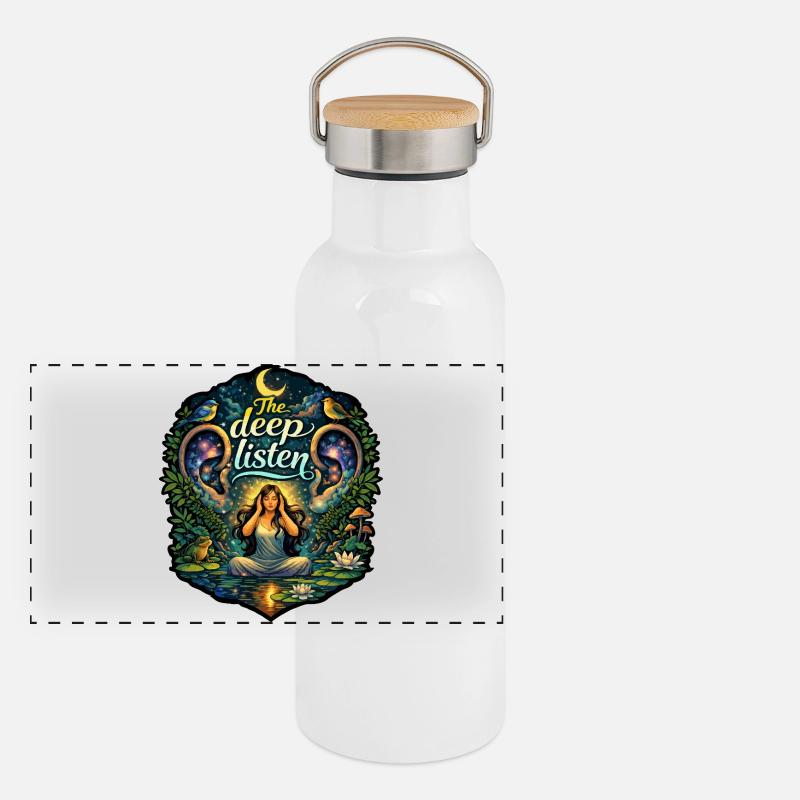 La Nuit Céleste de l’Écoute Profonde Gourde isotherme avec bouchon en bambou