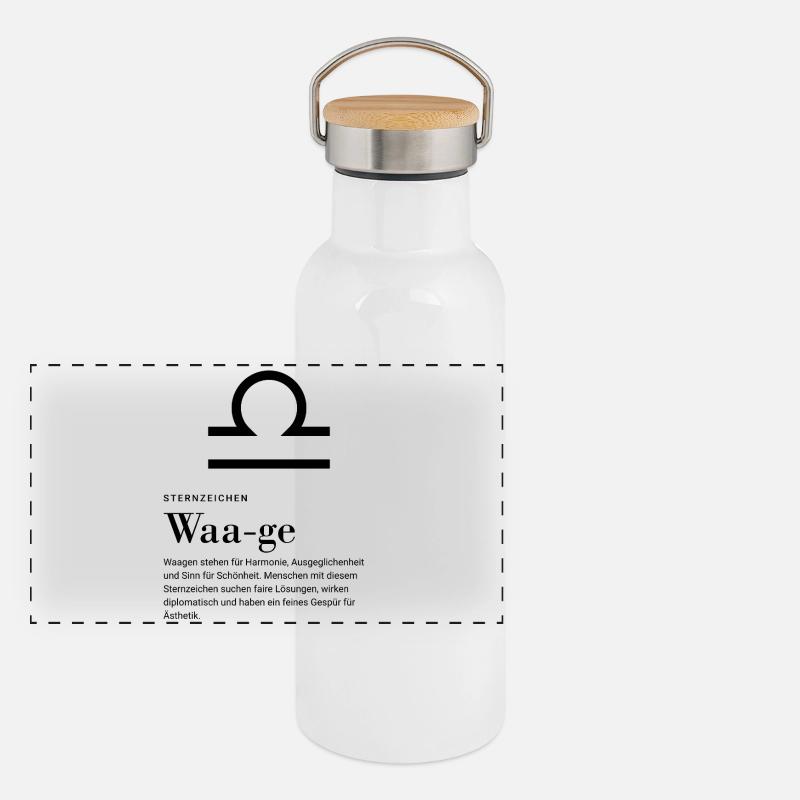 Zodiac sign Libra - Panoramic Thermal Bottle with Bamboo Lid - white
