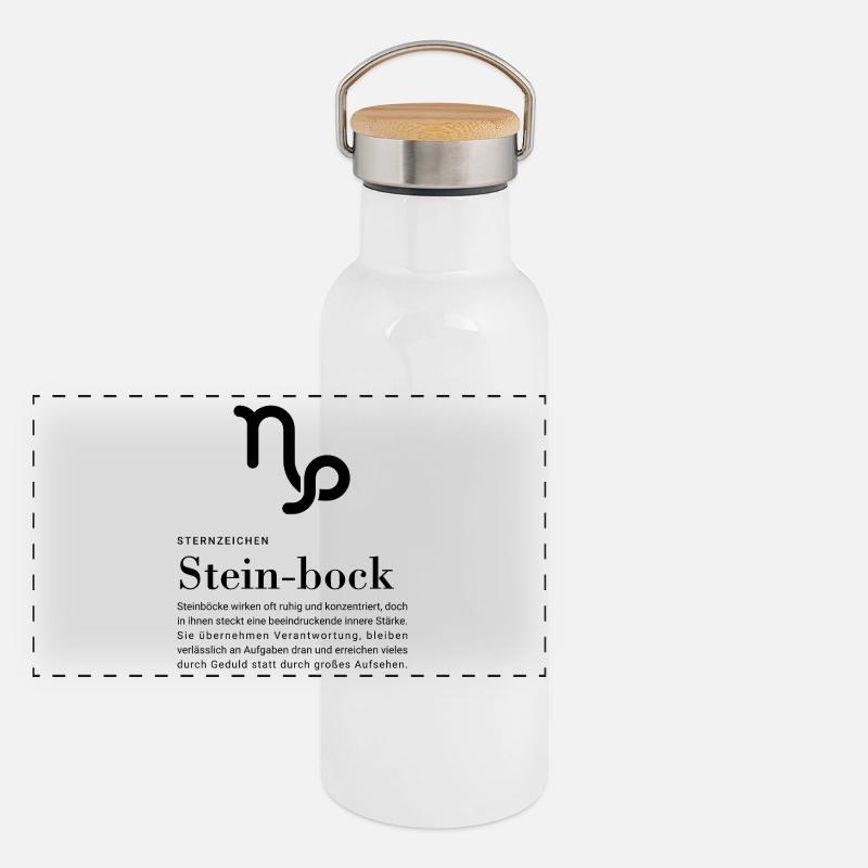 Sternzeichen Steinbock Panorama Thermosflasche mit Bambusdeckel