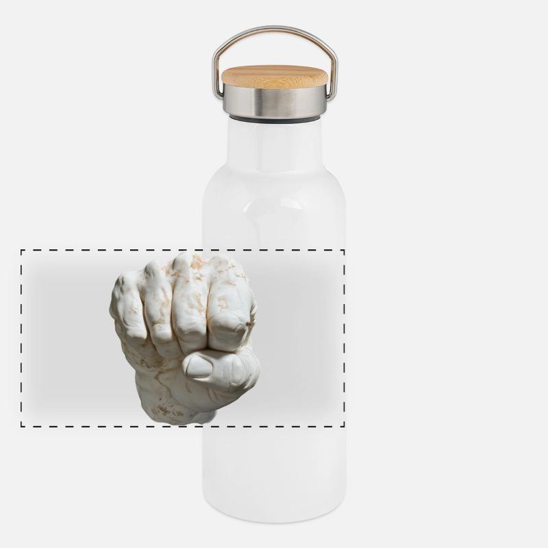 Feste Faust Marmorlook Panorama Thermosflasche mit Bambusdeckel