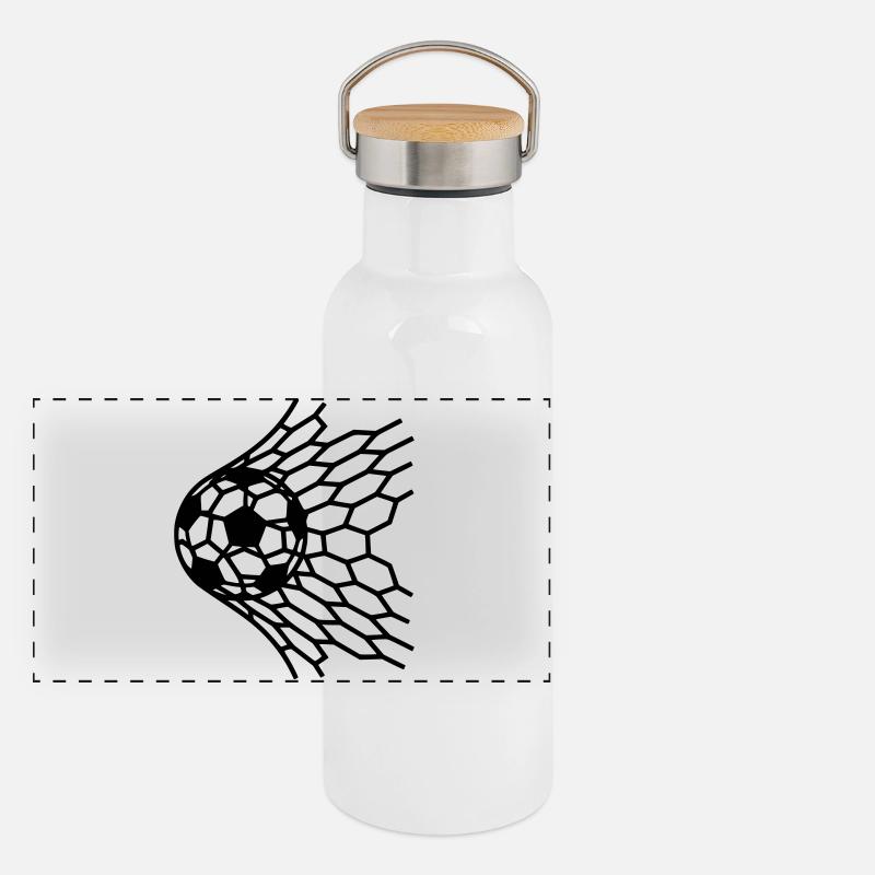 Goal Soccer Ball in Net Hit Vector Panoramic Thermal Bottle with Bamboo Lid
