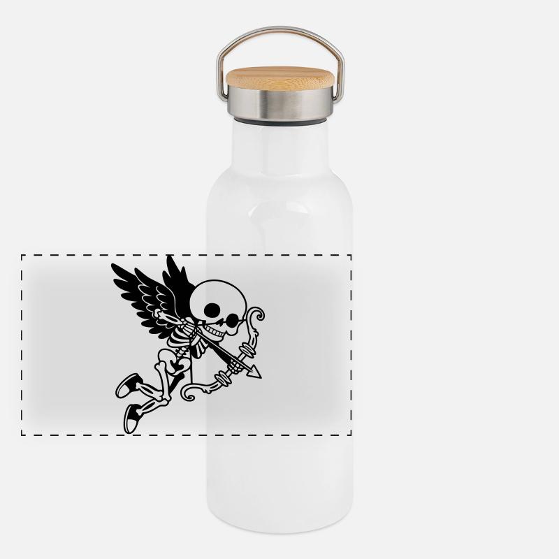 Cupidon Squelette aux ailes noires Gourde isotherme avec bouchon en bambou
