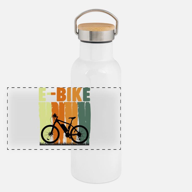 Motif du bloc de couleur du vélo électrique Gourde isotherme avec bouchon en bambou