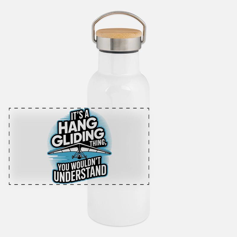 Drachenflieger Hängegleiter Luftsport Enthusiasten Panorama Thermosflasche mit Bambusdeckel