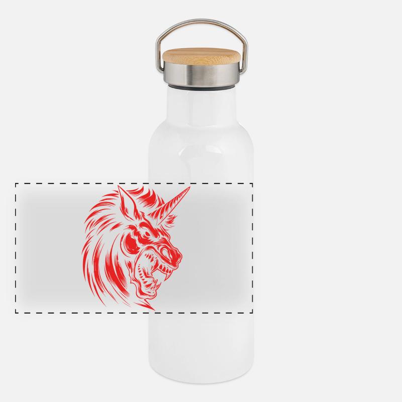 Angry Unicorn Dark Power - Rebellious Magic Panoramic Thermal Bottle with Bamboo Lid