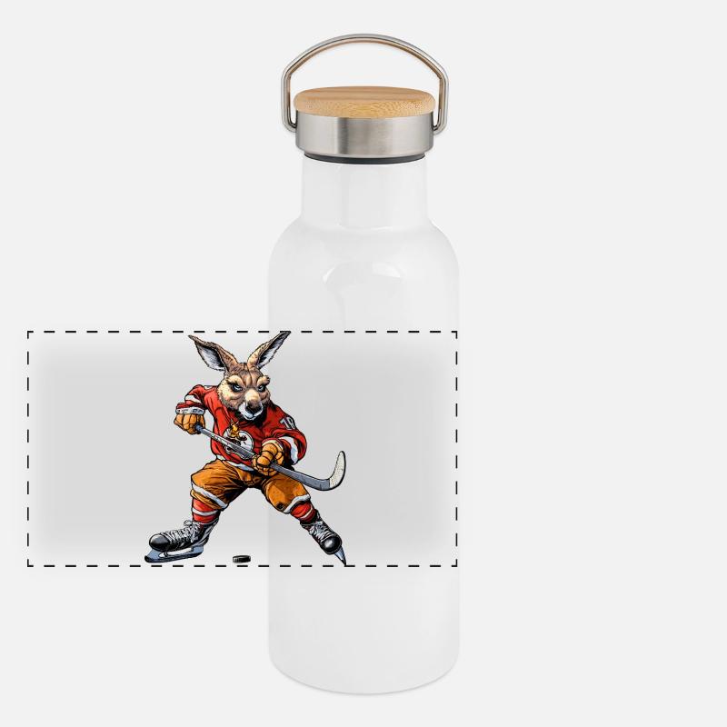 Kängurus Eishockey Panoramic Thermal Bottle with Bamboo Lid