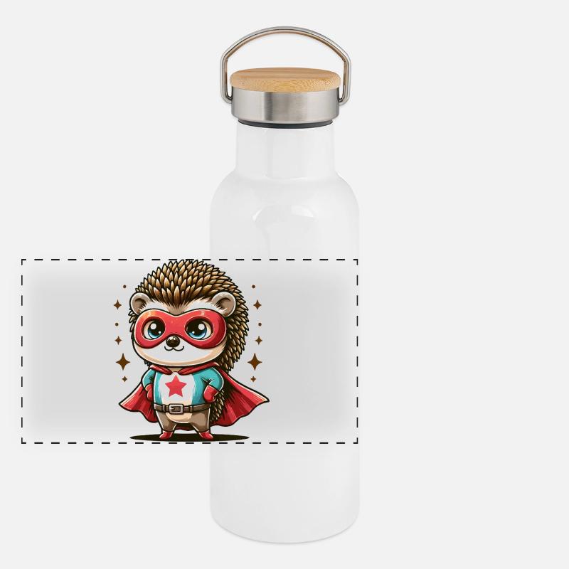 Hedgehog Hero Cape Panoramic Thermal Bottle with Bamboo Lid