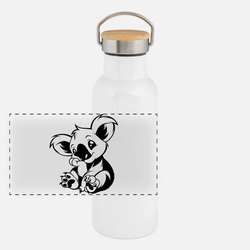 Un koala mignon assis en jouant Gourde isotherme avec bouchon en bambou