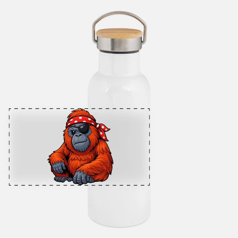 Pirate orang-outan Gourde isotherme avec bouchon en bambou