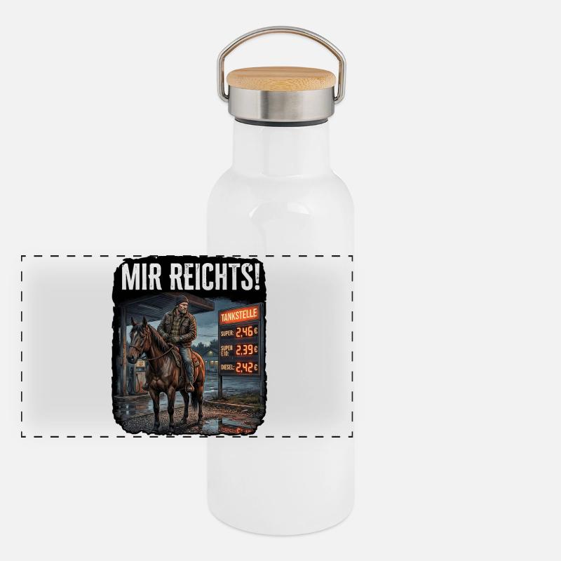 Sprit Preise Tanken Benzin Panorama Thermosflasche mit Bambusdeckel