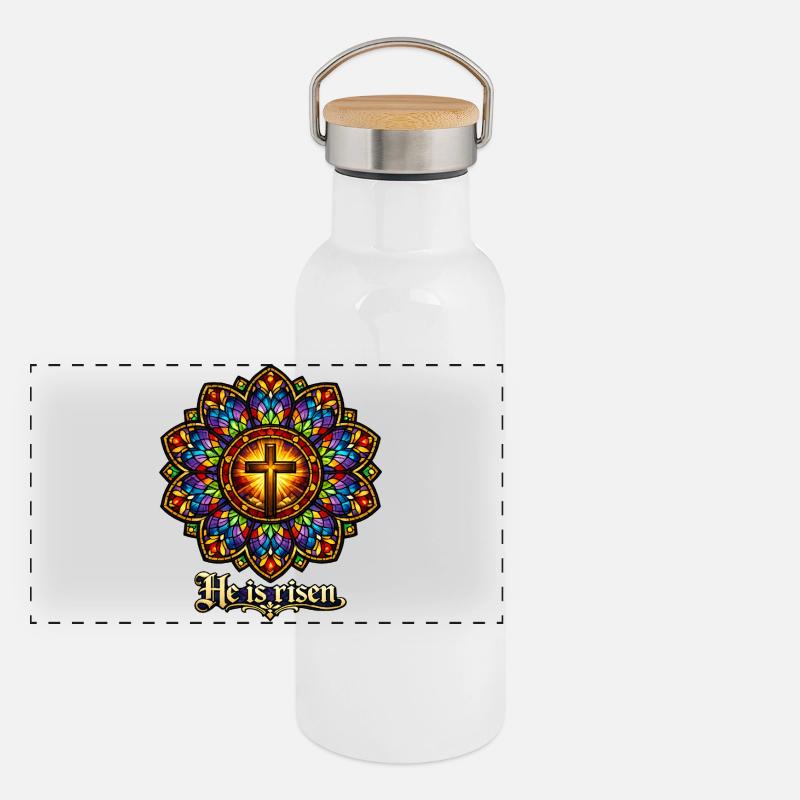 He is risen Panorama Thermosflasche mit Bambusdeckel