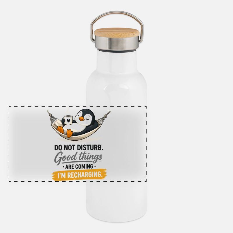 Penguin Recharging Hammock Panoramic Thermal Bottle with Bamboo Lid