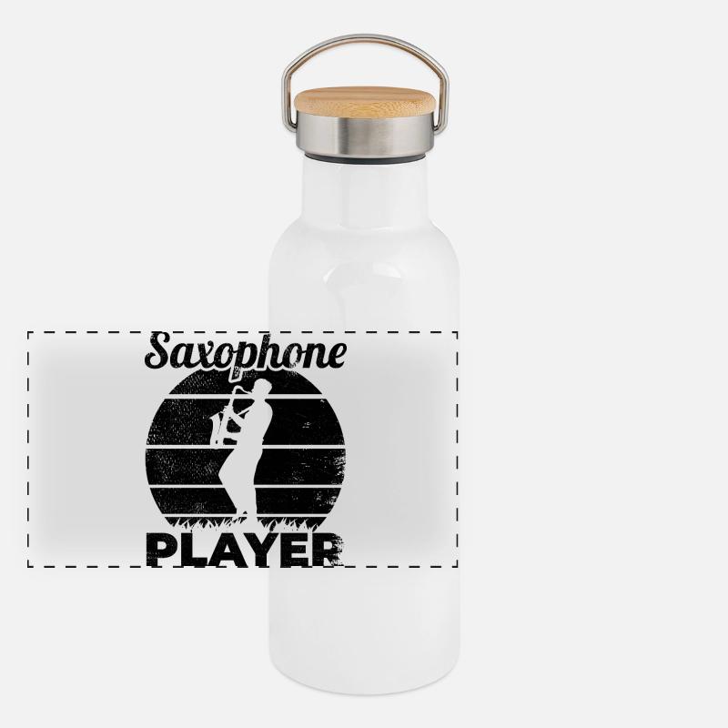 Saxophonist Panorama Thermosflasche mit Bambusdeckel