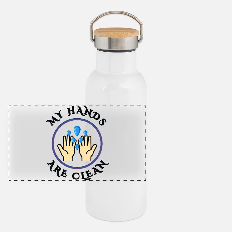 Saubere Hände Panorama Thermosflasche mit Bambusdeckel