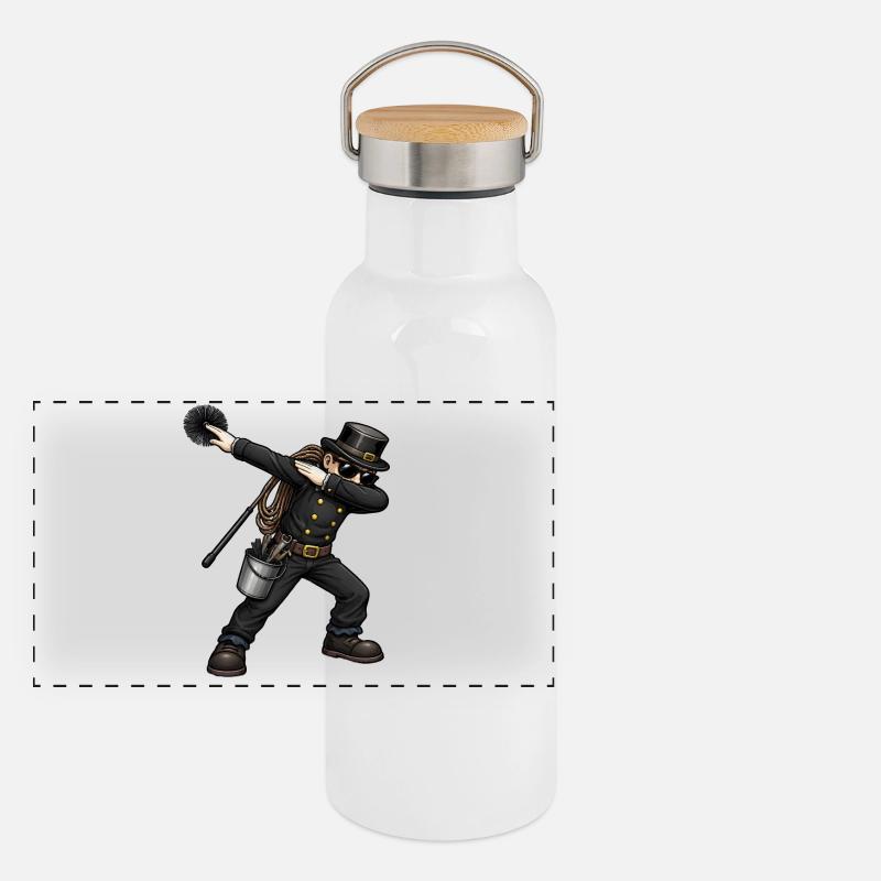 Dabbing Schornsteinfeger Panorama Thermosflasche mit Bambusdeckel