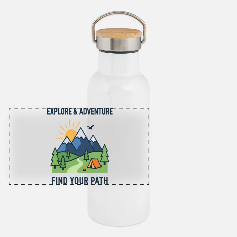 Explore Adventure Find Your Path Camping Panoramic Thermal Bottle with Bamboo Lid